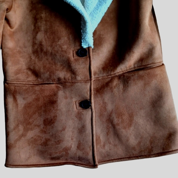 Stradivarius warm brown faux suede buttery soft coat sz S - Picture 4 of 8